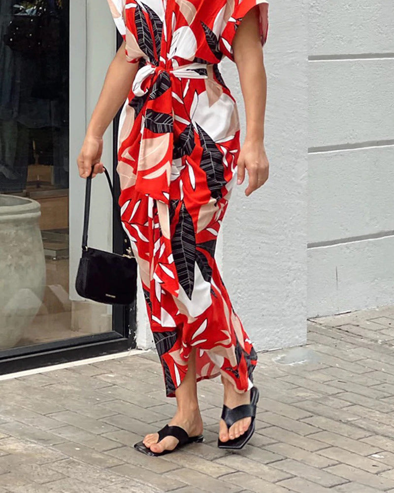 Casual Lapel Neck Waist Print Shirt Dress🌸New Mall Specials🌸