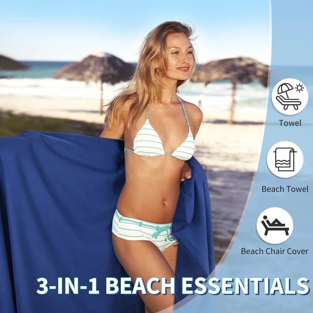 🫧Summer Hot Sale 50% OFF🏖️Sun Lounger Towel in Bag with Pockets Storage
