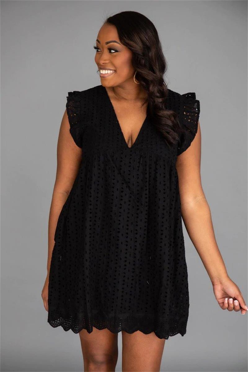 ⏰ Summer Sale💕 Elegant Lace Hollow Out Dress with Pockets