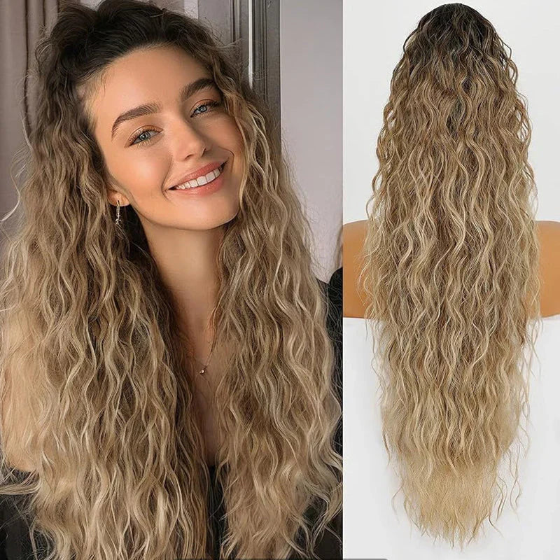 💜 LAST DAY PROMOTION - 50%OFF💜18 Inch Curly Wavy Frizzy Hair Extension with Ponytail✈️ free shipping