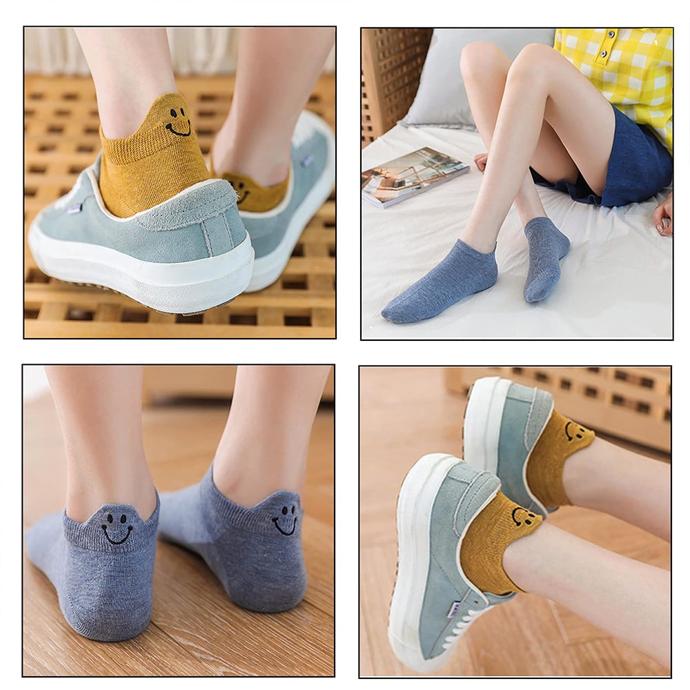 🔥 LAST DAY PROMOTION: ONLY £8.99!!⏰🔥10 Pairs Four Seasons Cartoon Embroidered Smiling Face Socks