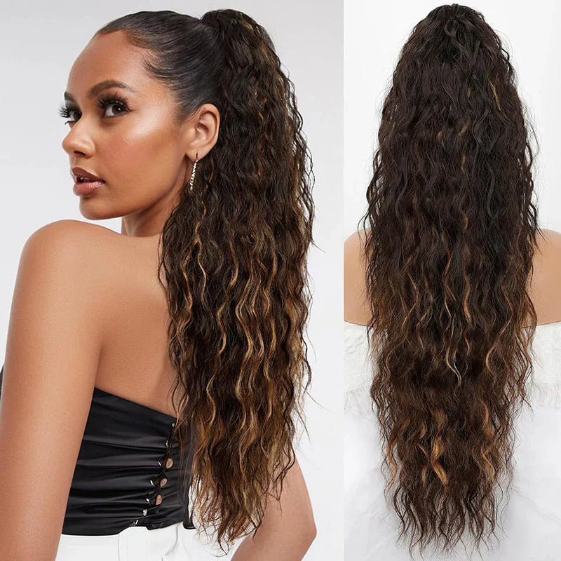 💜 LAST DAY PROMOTION - 50%OFF💜18 Inch Curly Wavy Frizzy Hair Extension with Ponytail✈️ free shipping