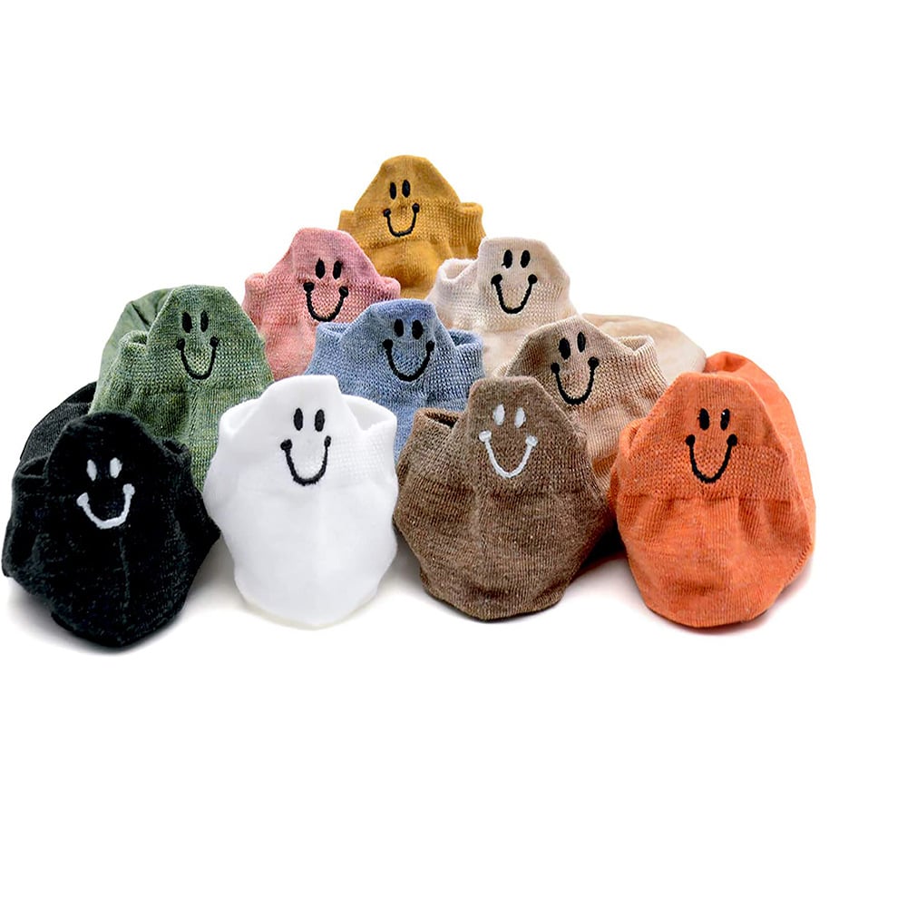 🔥 LAST DAY PROMOTION: ONLY £8.99!!⏰🔥10 Pairs Four Seasons Cartoon Embroidered Smiling Face Socks