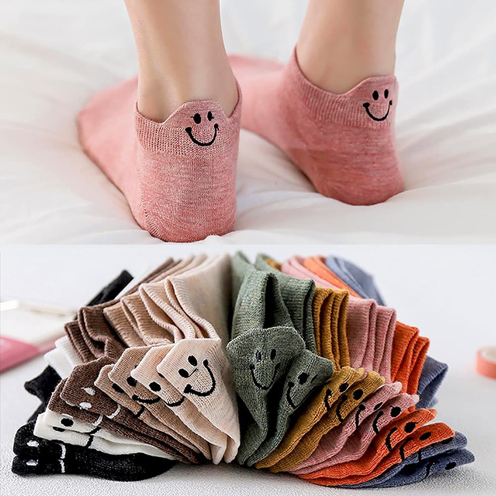 🔥 LAST DAY PROMOTION: ONLY £8.99!!⏰🔥10 Pairs Four Seasons Cartoon Embroidered Smiling Face Socks