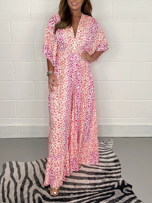 ๐ NEW STYLE V-neck Leopard Print Dress ๐