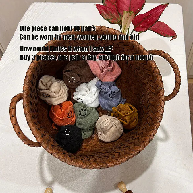 🔥 LAST DAY PROMOTION: ONLY £8.99!!⏰🔥10 Pairs Four Seasons Cartoon Embroidered Smiling Face Socks