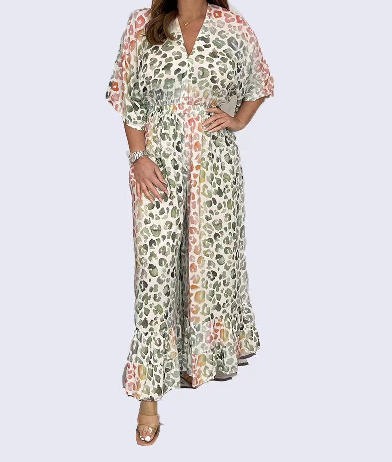 ๐ NEW STYLE V-neck Leopard Print Dress ๐