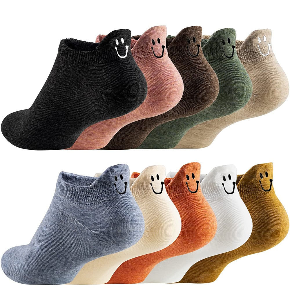 🔥 LAST DAY PROMOTION: ONLY £8.99!!⏰🔥10 Pairs Four Seasons Cartoon Embroidered Smiling Face Socks