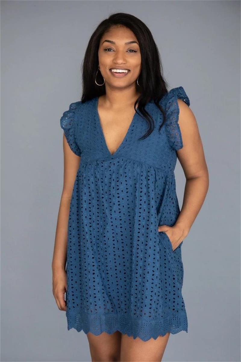 ⏰ Summer Sale💕 Elegant Lace Hollow Out Dress with Pockets