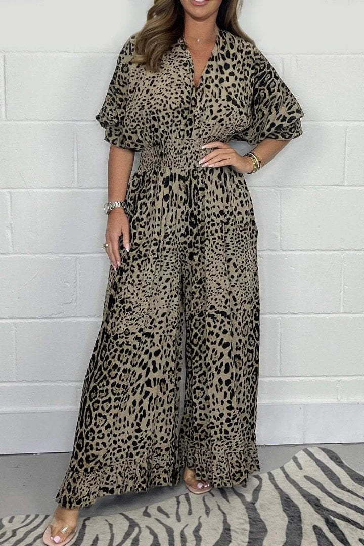 👗2025 new model👗Leopard print casual loose jumpsuit
