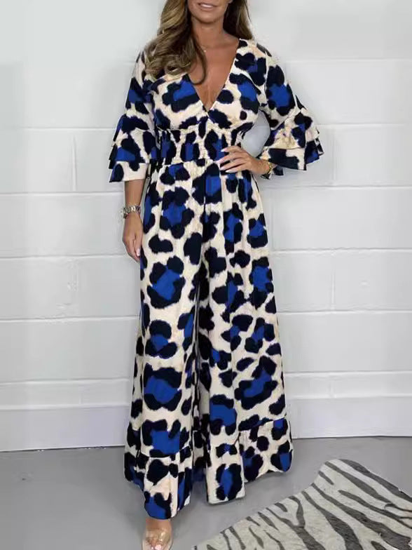 🔥Hot Sale 50% Off🍃Leopard print V-neck jumpsuit