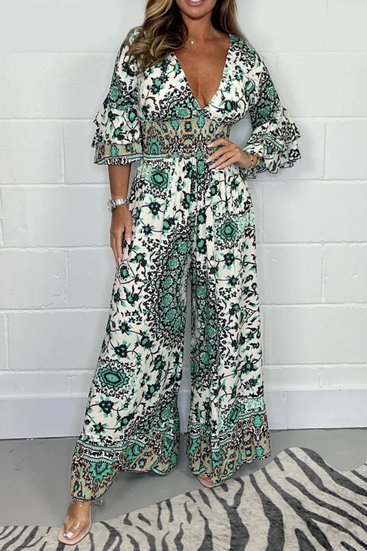 🔥Hot Sale 50% Off🍃Leopard print V-neck jumpsuit