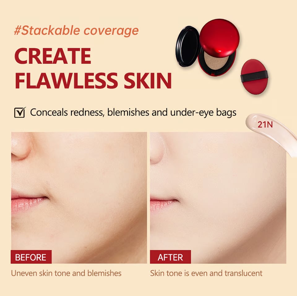 🔥🎉2025 HOT SALE🎉✨High-Coverage Hydrating Long-Lasting Red Cushion Foundation