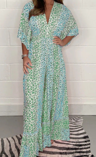 ๐ NEW STYLE V-neck Leopard Print Dress ๐