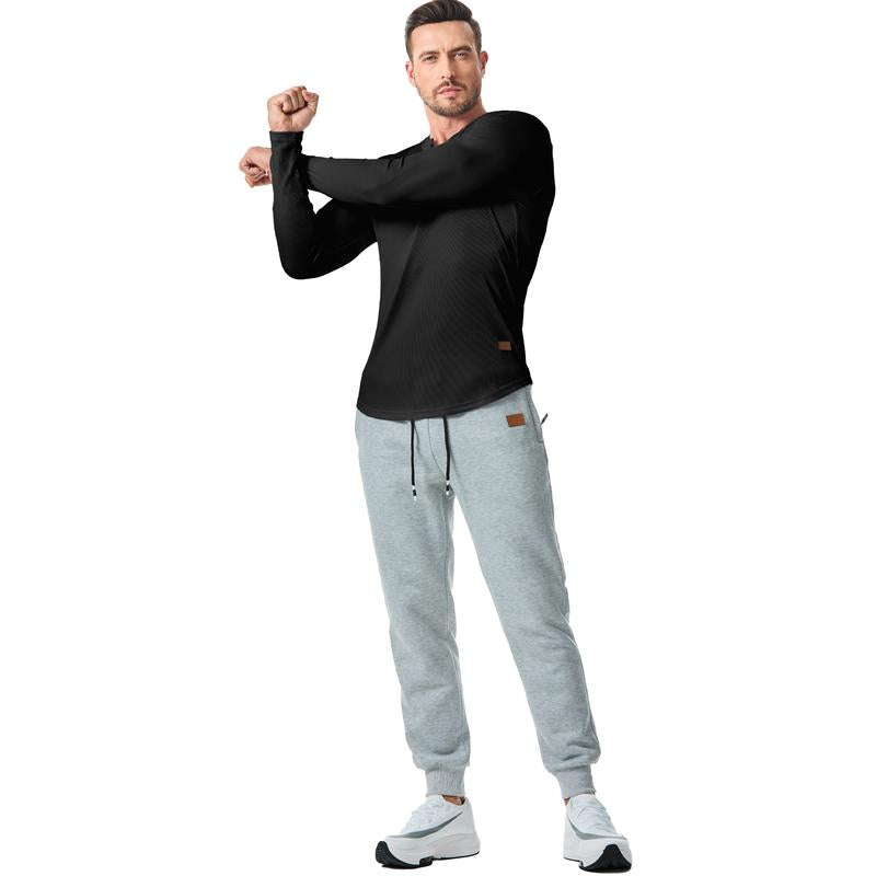 💗LAST DAY PROMOTION - 70%OFF V-Neck Longline Ribbed Tees Shirts Long Sleeve Gym Workout Athletic Menswear Tops