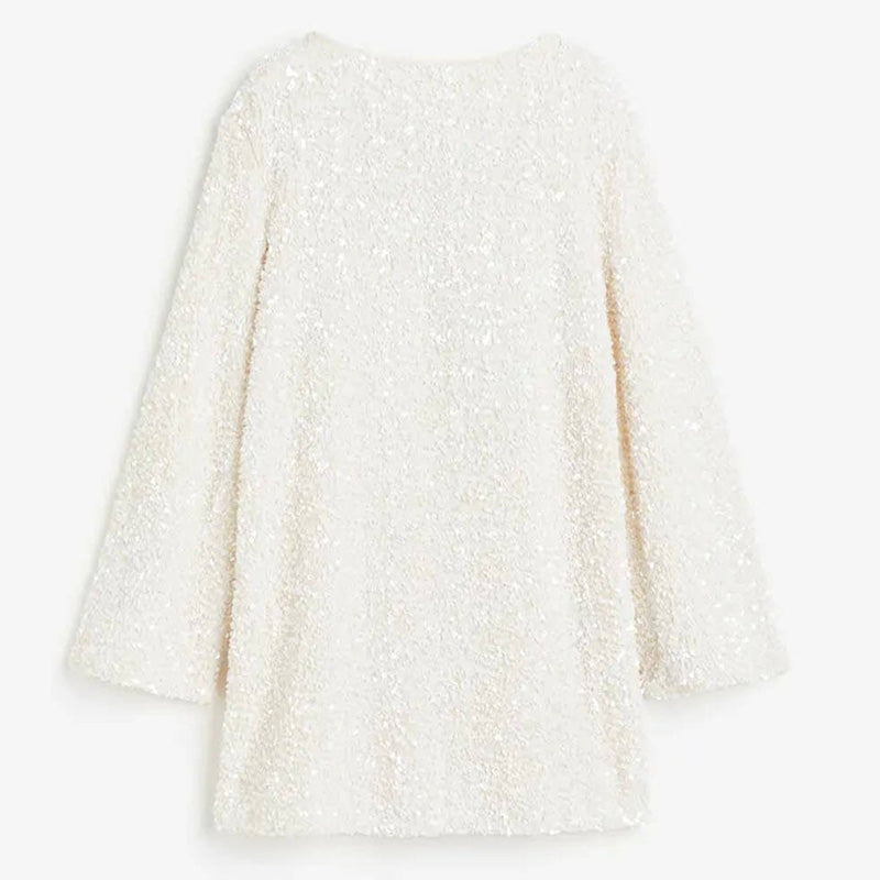 🔥Autumn Sale 51% OFF🎁 Gift Choice - Long Sleeve Loose Sequined Tie-back Dress