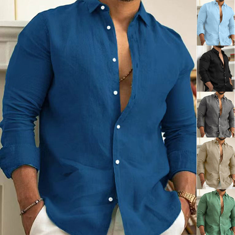 Men's Cotton Linen Solid Color Shirt(🔥Limited Time Offer)