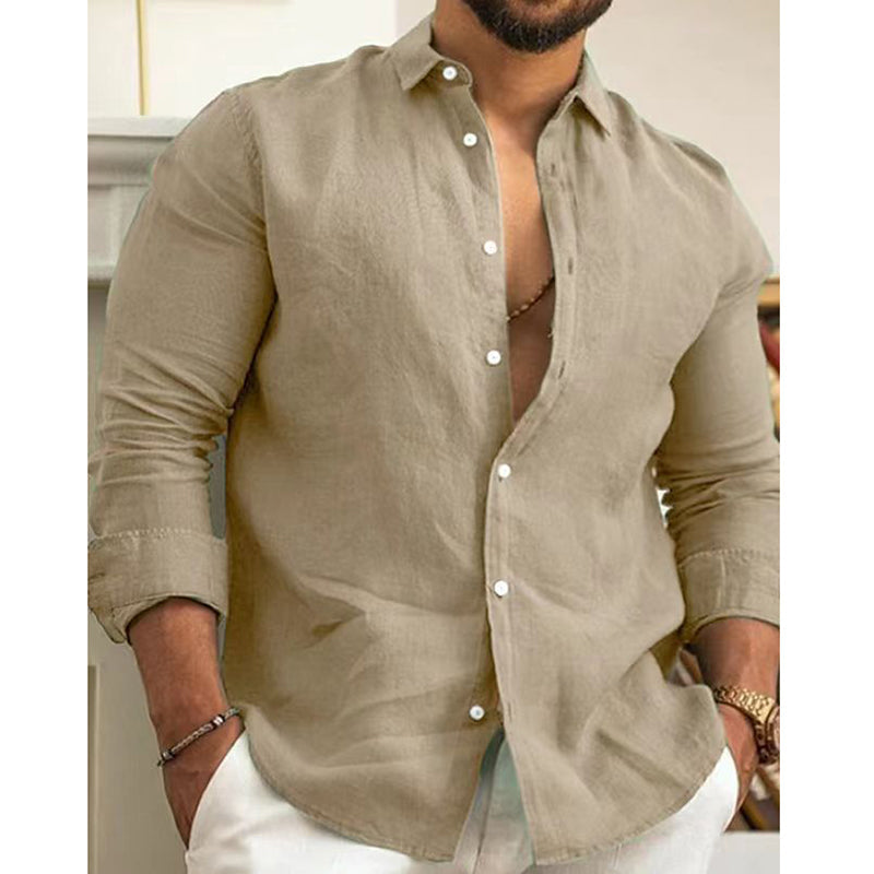 Men's Cotton Linen Solid Color Shirt(🔥Limited Time Offer)