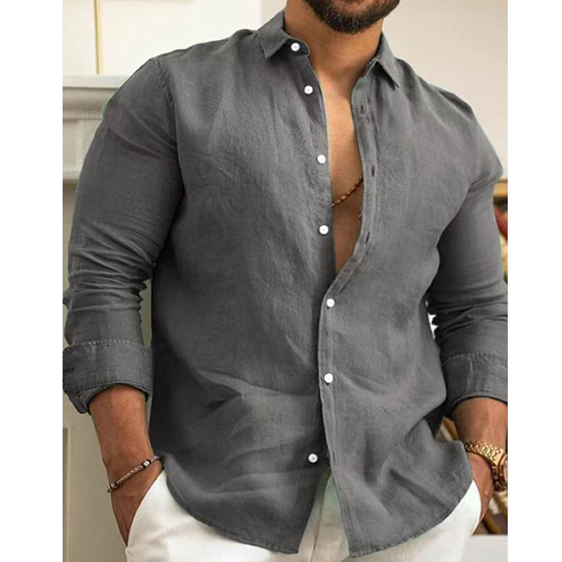 Men's Cotton Linen Solid Color Shirt(🔥Limited Time Offer)