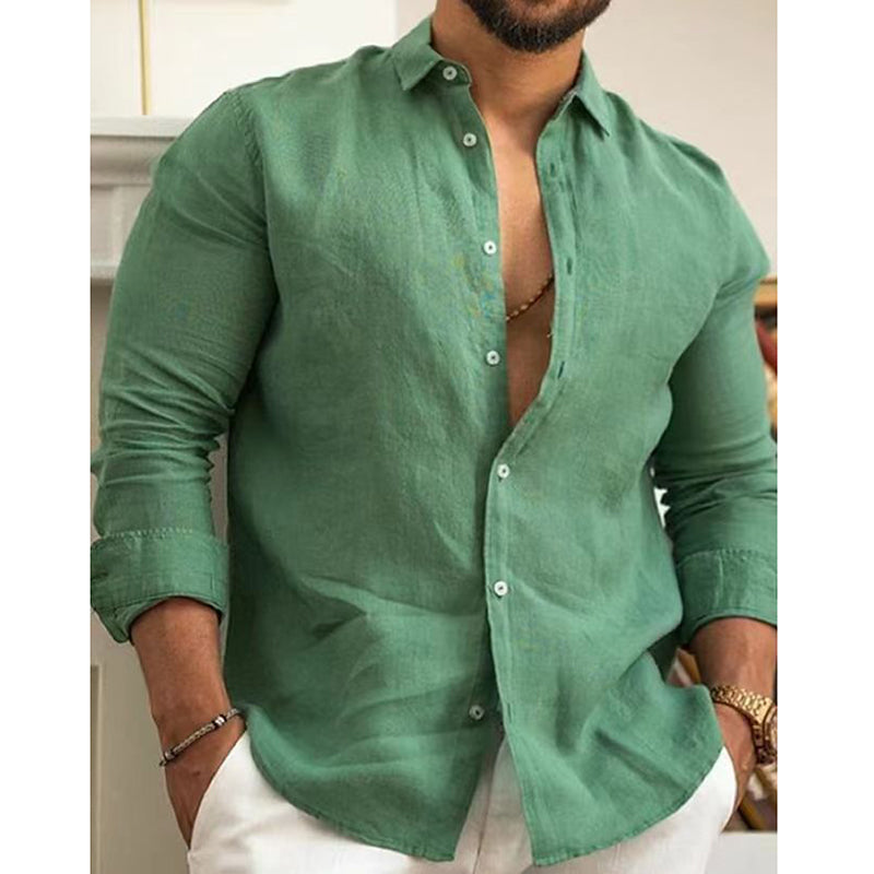 Men's Cotton Linen Solid Color Shirt(🔥Limited Time Offer)