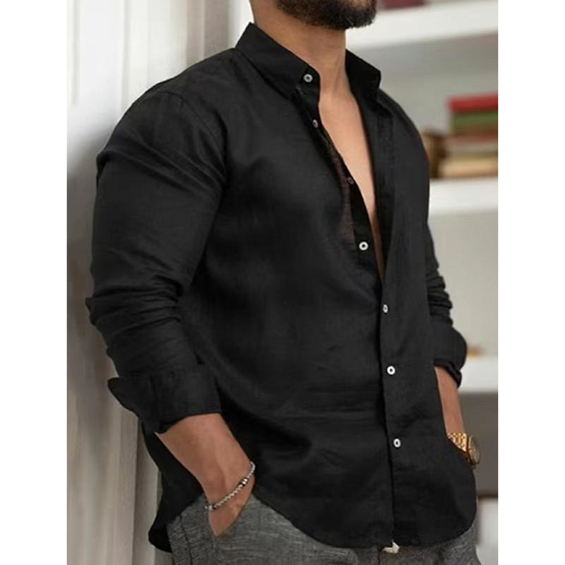 Men's Cotton Linen Solid Color Shirt(🔥Limited Time Offer)
