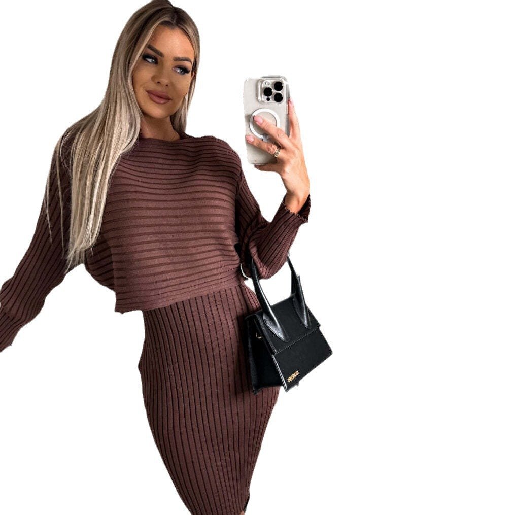š„»Knit Pullover Sweater and Cami Dress Set
