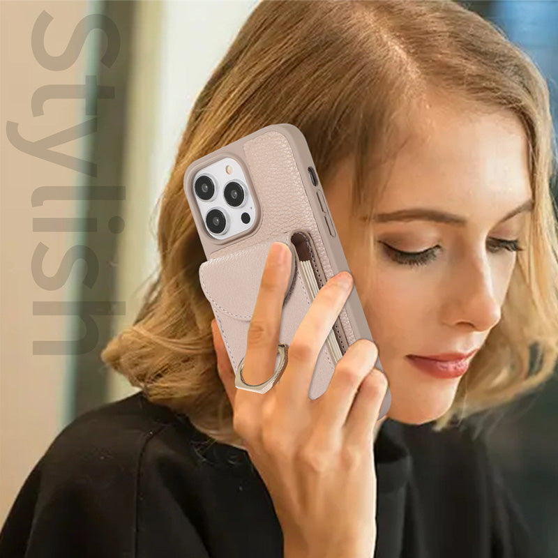 Phone Case with Card Holder & Ring Stand for iPhone