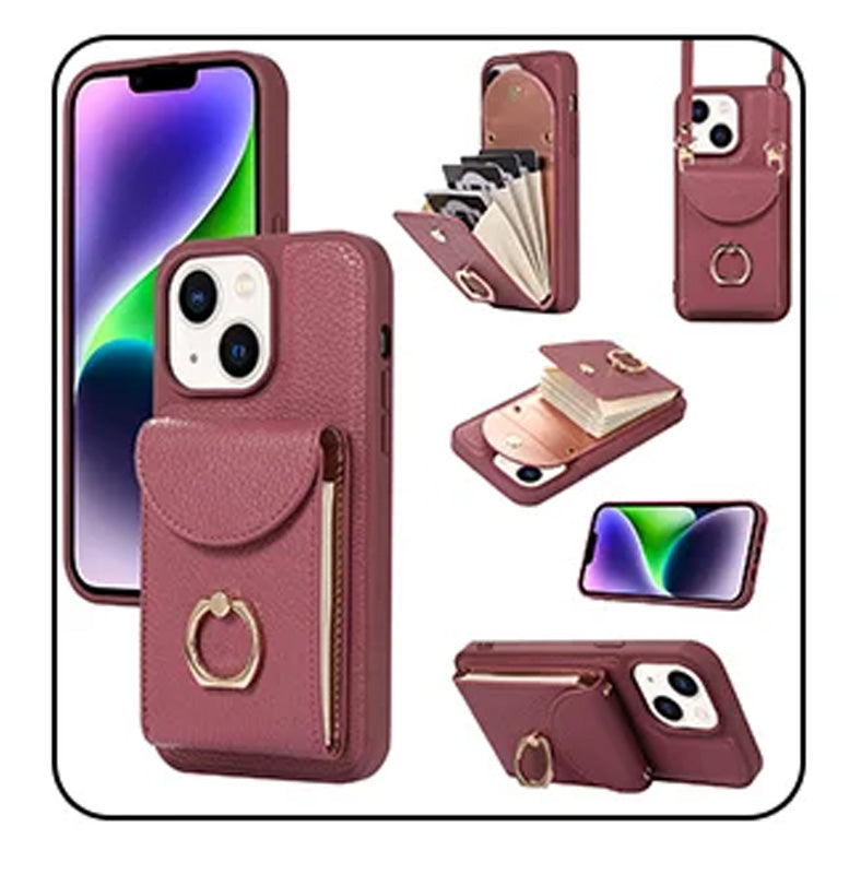 Phone Case with Card Holder & Ring Stand for iPhone