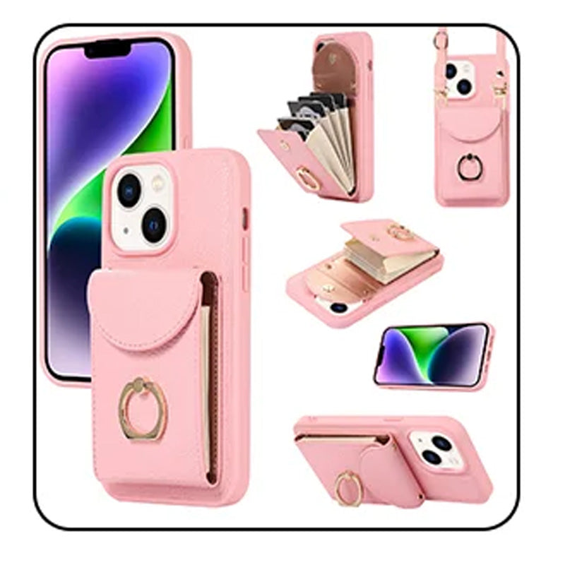 Phone Case with Card Holder & Ring Stand for iPhone