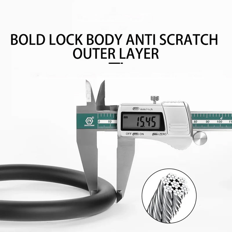 Portable Anti-Theft Ring-Shaped Steel Cable Lock for Bicycles