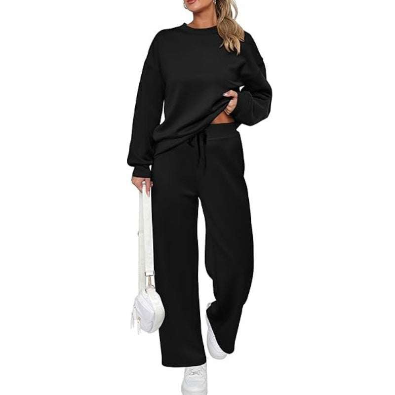 ✨️New for autumn✨Round Neck Top Drawstring Pants 2-Piece Set