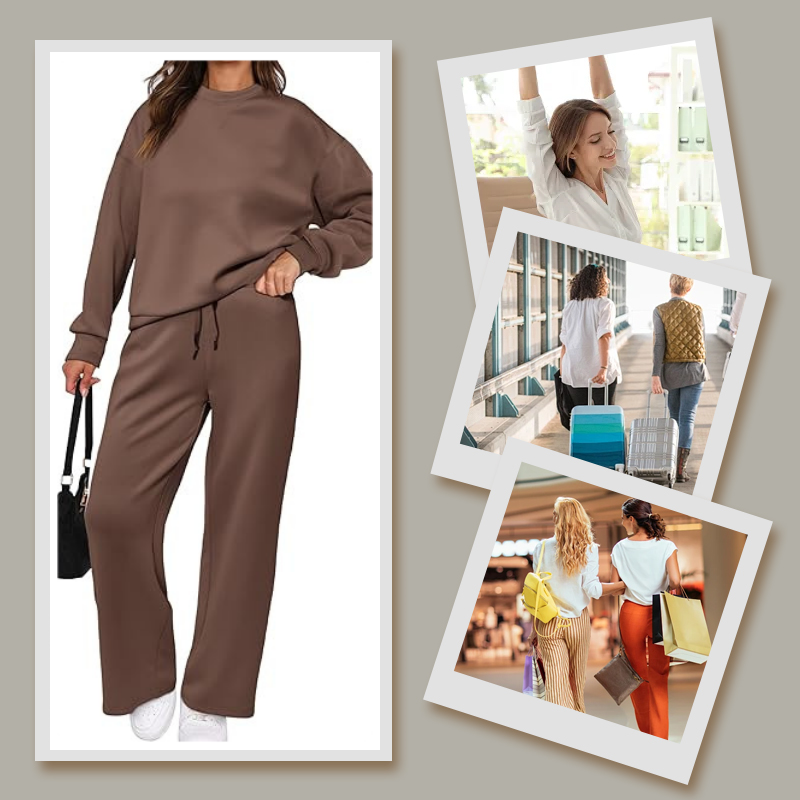 ✨️New for autumn✨Round Neck Top Drawstring Pants 2-Piece Set