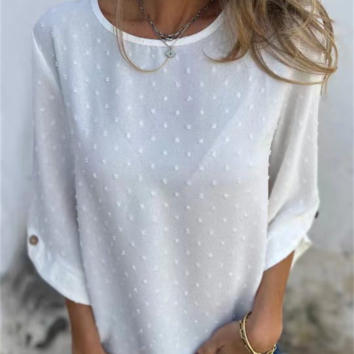 Seasonal Specials Women's Casual Round Neck Jacquard Top