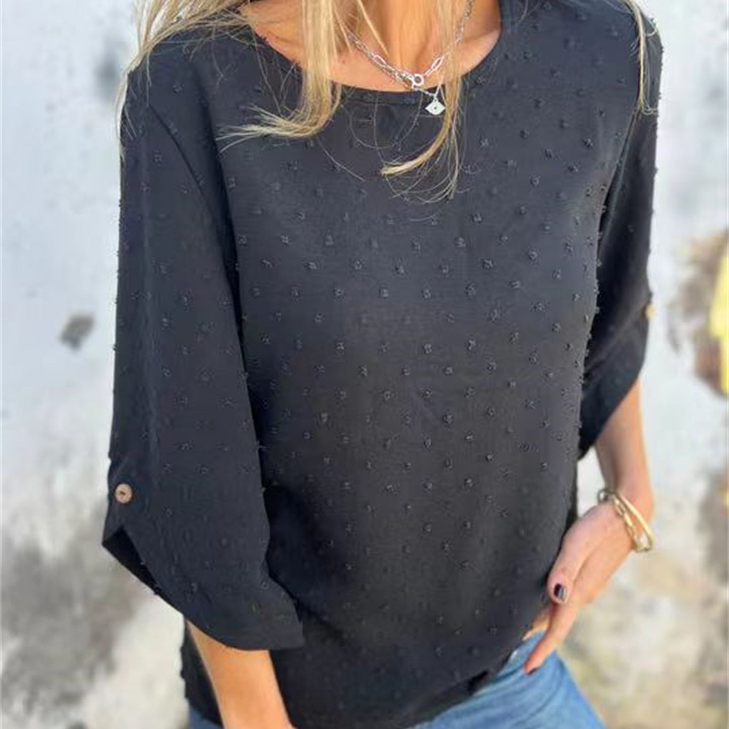 Seasonal Specials Women's Casual Round Neck Jacquard Top
