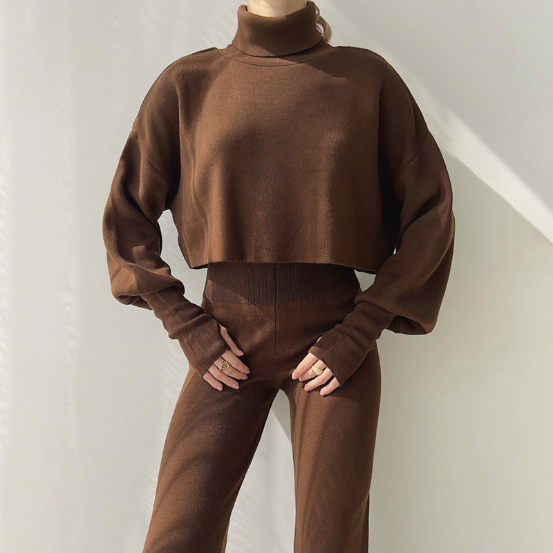 👚Seasonal Specials👖Women's Long-sleeve High Neck Crop Top and Pants Set