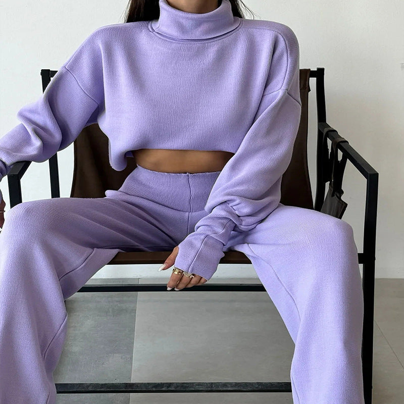 👚Seasonal Specials👖Women's Long-sleeve High Neck Crop Top and Pants Set