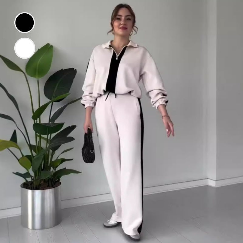 ⏳Limited Sale 51% OFF🌸Women’s Zipper Lapel Tops & Pants 2-Piece Set