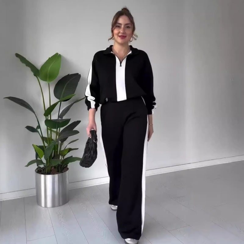 ⏳Limited Sale 51% OFF🌸Women’s Zipper Lapel Tops & Pants 2-Piece Set