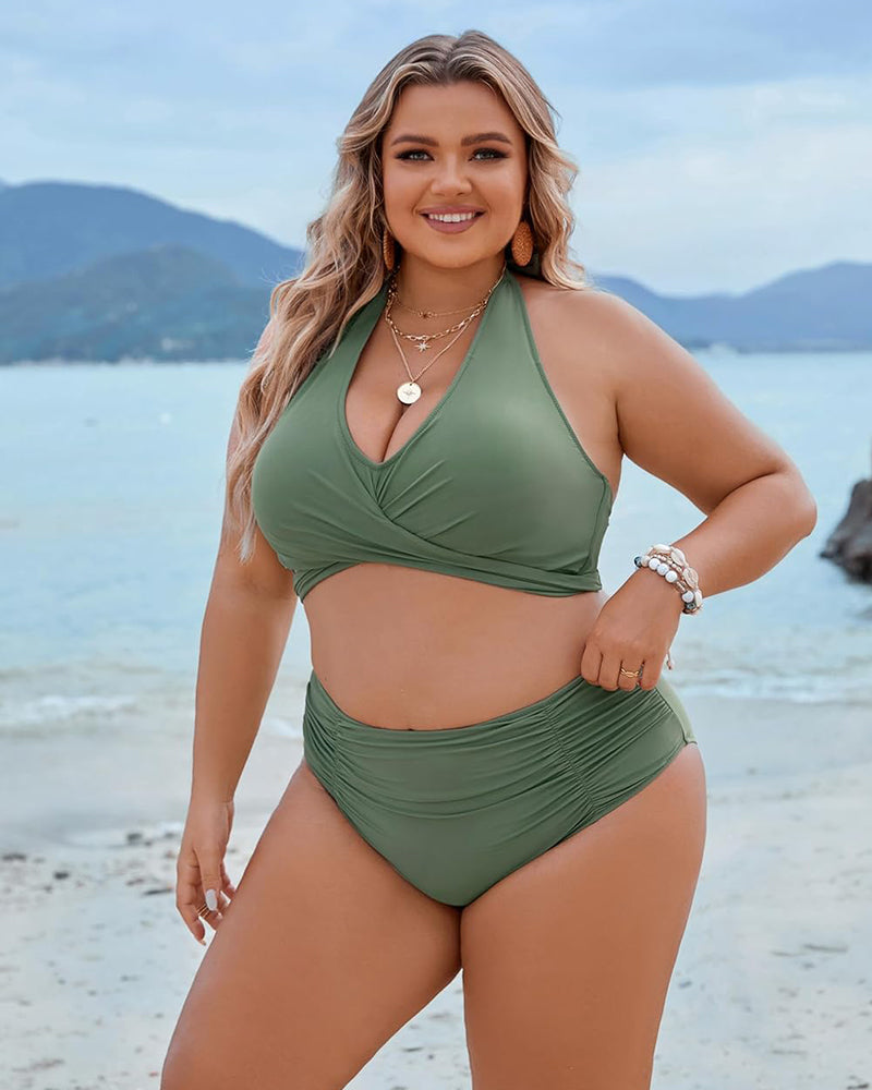 🍹Summer Hot Sales 50%OFF☀️Tummy Control Bathing Suits Modest High Waisted Bikini Sets
