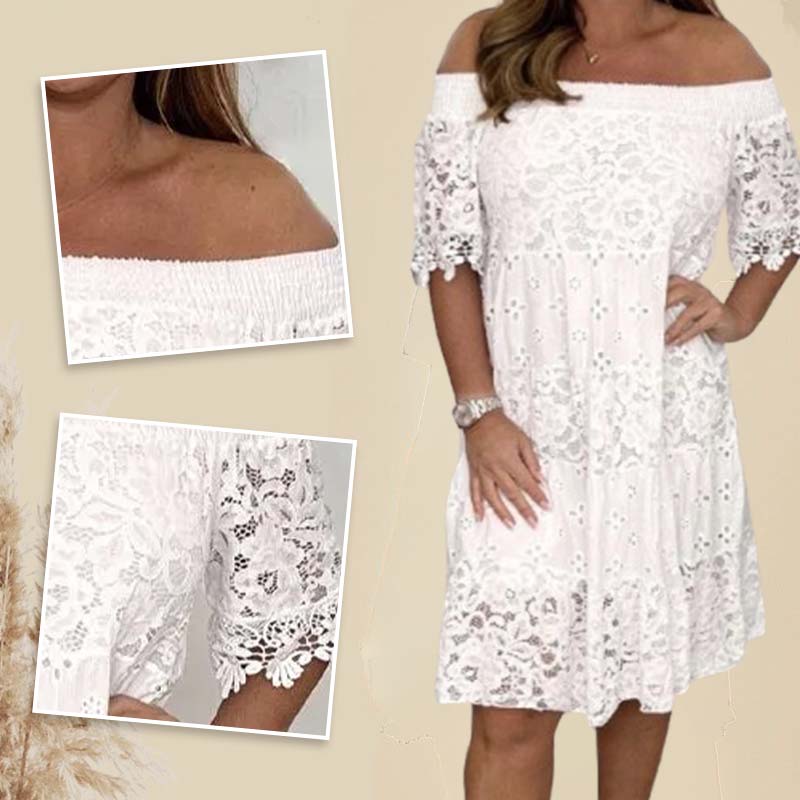 🎉2025 New Products Hot Sale✨Lace Hollow Patchwork Strapless Dress For Women