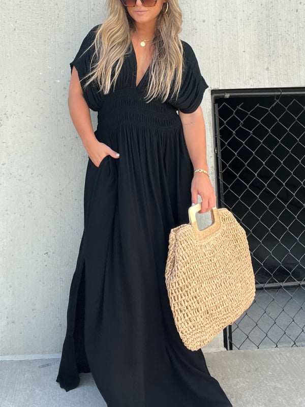🔥50% OFF💗2024 New Slit v-neck effortless maxi long dress-3pcs free shipping