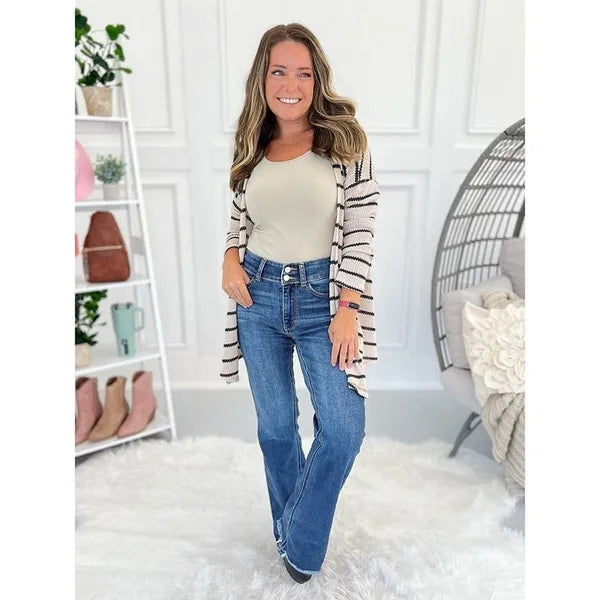 👖Hot Sale 56% Off🔥Vintage Double Button Frayed Hem Bootcut Jeans