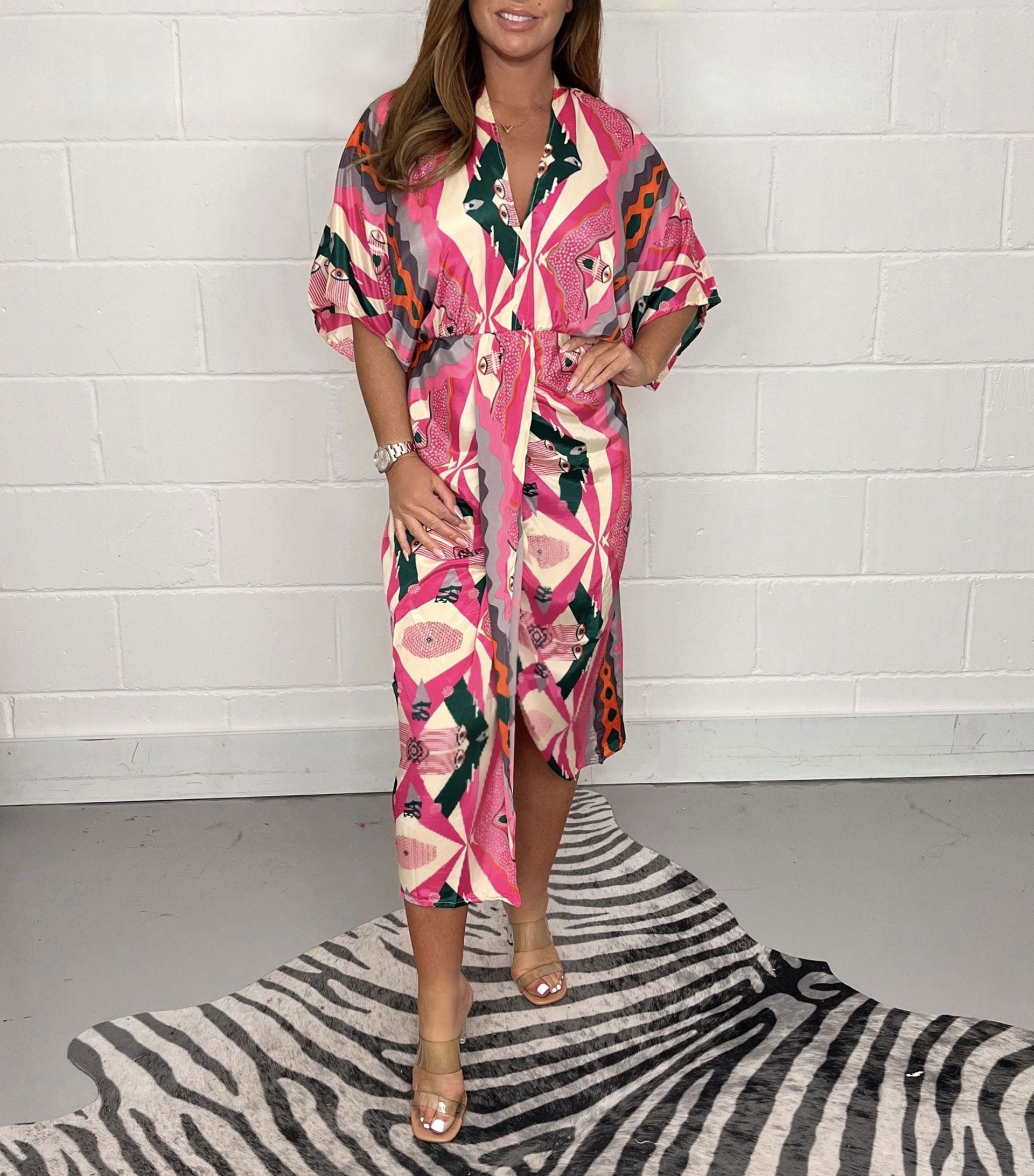 🔥BUY 2 GET  FREE SHIPPING💝Printed  Kimono Midi Dress