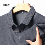 📢📢Flash Sale: Ending in 3 Hours!⏰⏰Men's Faux Two Piece Lapel Long-Sleeve Tops👔Multi-scenario fit🔥