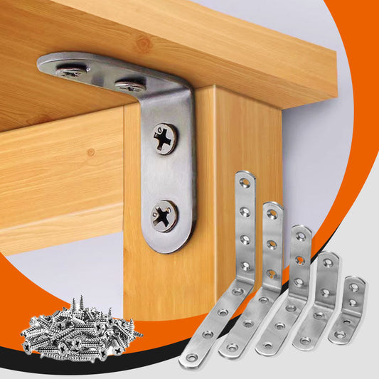 (🔥 Best combination) 🚀 Stainless steel angle brackets - 30 screws included in each 4 pieces.