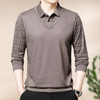 📢📢Flash Sale: Ending in 3 Hours!⏰⏰Men's Faux Two Piece Lapel Long-Sleeve Tops👔Multi-scenario fit🔥