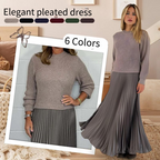 💖LAST DAY PROMOTION - 50%OFF 💖 Women's Solid Color Long Sleeve Jumper & Pleated Bottom Dress