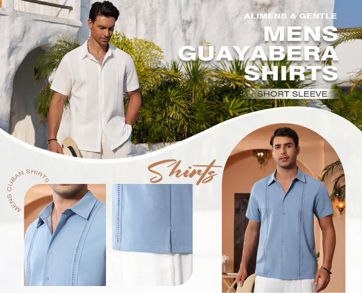 🔥Father's Day Deal -Men's Cuba Guayabera Exquisite Hollow Embroidered Button Front Shirt