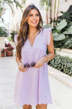 ⏰ Summer Sale💕 Elegant Lace Hollow Out Dress with Pockets