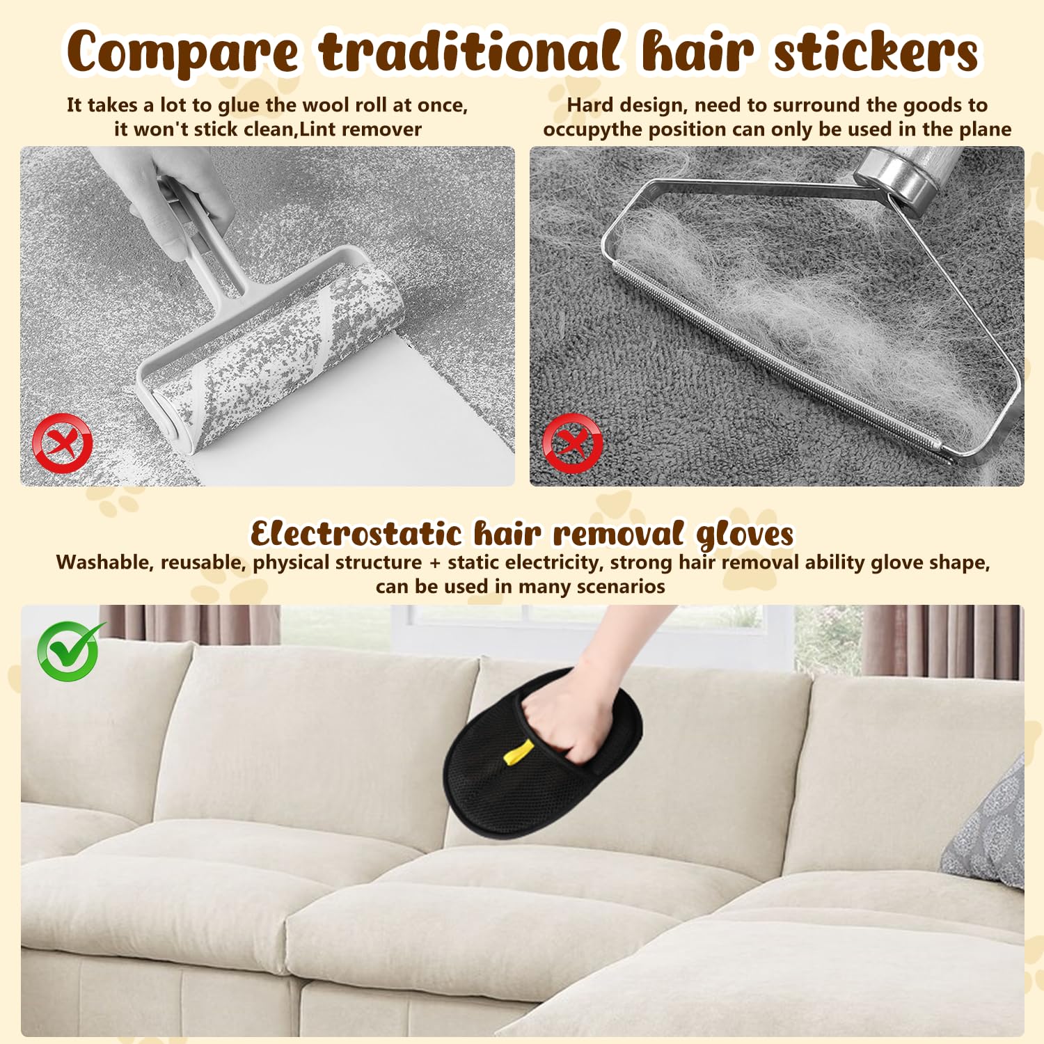⏳2025 New-Save 50%✨️Pet hair remover Electrostatic gloves